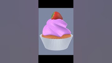Strawberry Cupcake 3D Model. Created in Blender. #3d #cupcake #shorts #viral #3dmodel #cream #food