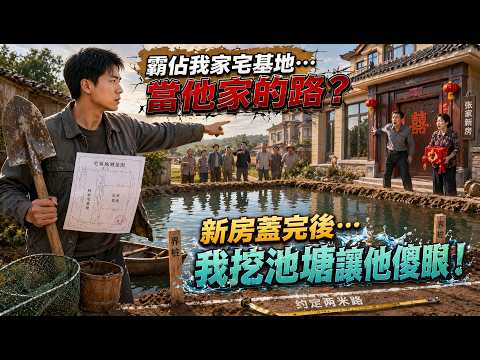 「霸佔我家宅基地當出路？新房蓋完後，我挖池塘讓他全家傻眼！」 張家不認兩米路約定，最後不但出門無路，還淪為全村笑話！