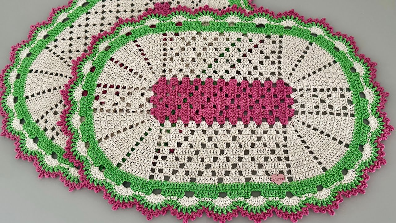 Tapete de crochê oval Jasmim, aula passo a passo completo