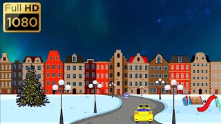 Cartoon background - Winter town. screenshot 2