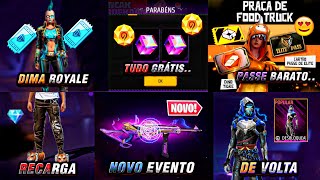 CALENDÁRIO SEMANAL - PASSE POR 9 DIMAS, PEDRA DA EVOLUÇÃO GRÁTIS, ALUCINAÇÕES E MAIS - FREE FIRE