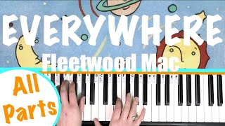 How to play EVERYWHERE - Fleetwood Mac Piano Tutorial [chords accompaniment]