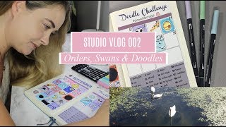 Studio Vlog 002 | Etsy Sticker Shop | Doodles | Swans | Packing Orders | Designing New Stickers