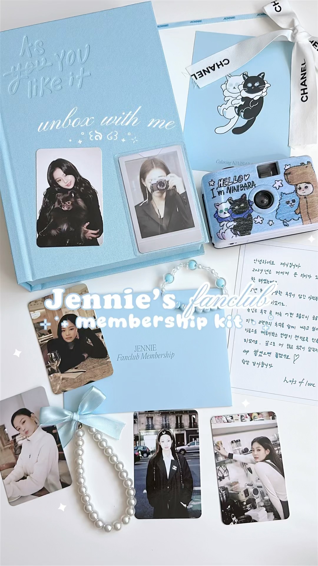 アイドル JENNIE MEMBERSHIP KIT unboxing : JENNIE's membership kit 🩵 #kpop #jennie