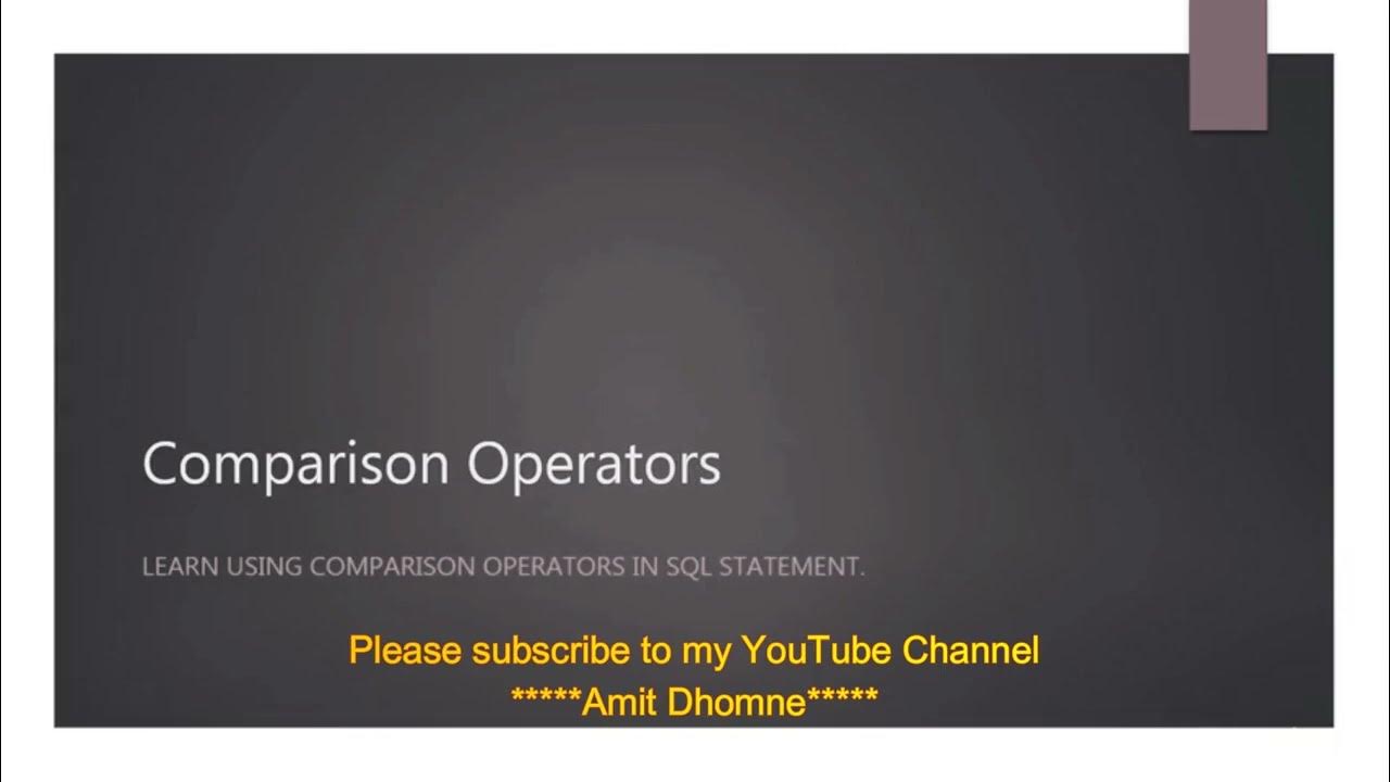 SQL Comparison Operator | MySQL Comparison Operators | Greater Than ...