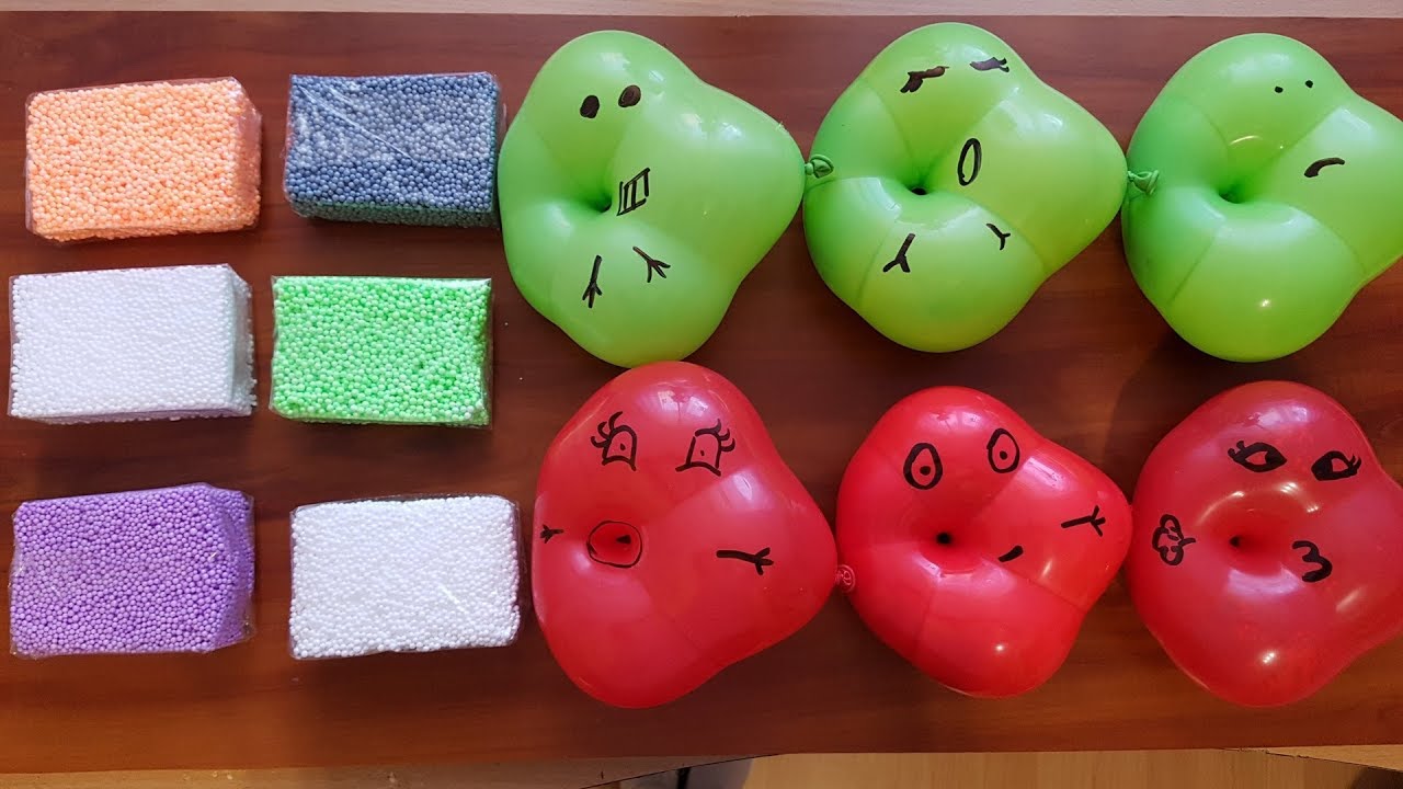 Making slime with Funny Balloons and floam Briks - YouTube