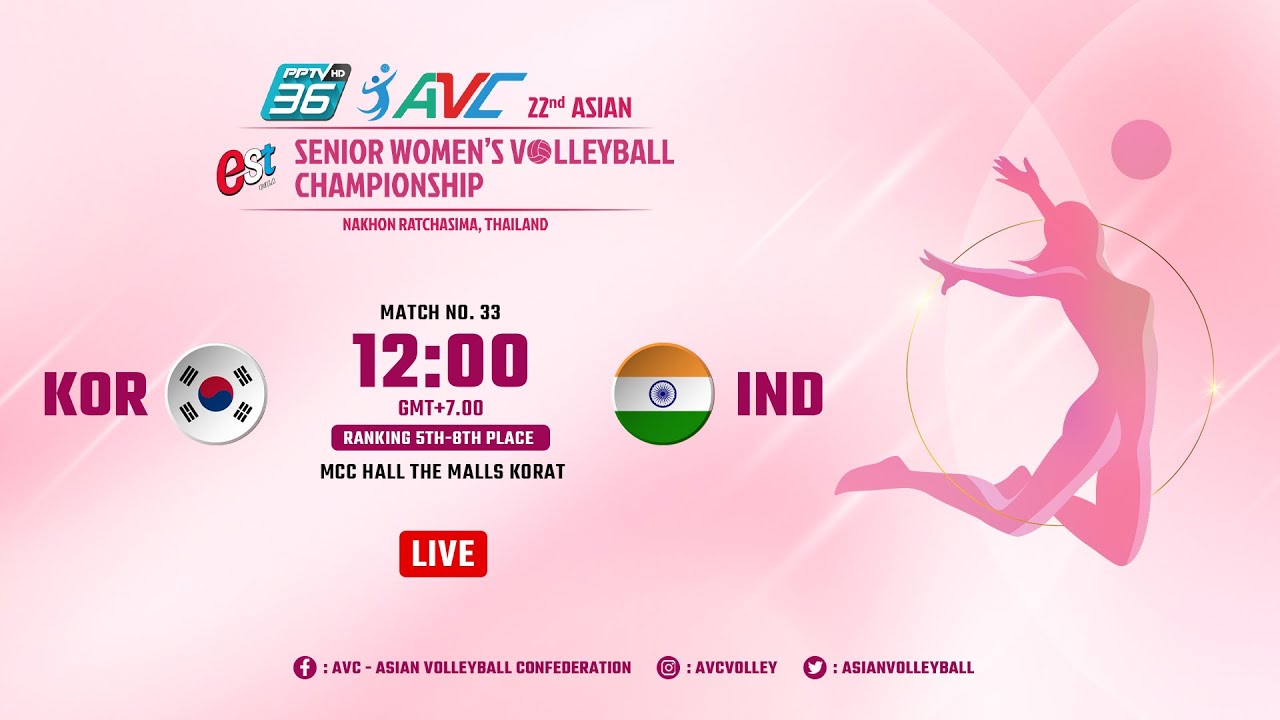 LIVE COURT 2  KOR VS IND 22ND ASIAN SR.WOMENS VOLLEYBALL CHAMPIONSHIP