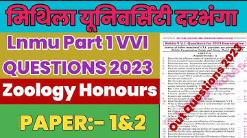 Lnmu Part 1 Zoology Honours Vvi Questions 2023 । Zoology Honours Vvi Questions Lnmu Part 1