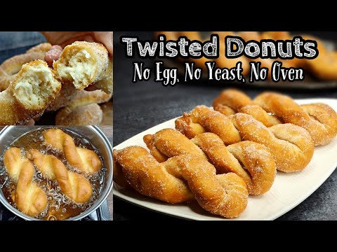 How to Make Twisted Donuts Without Yeast Recipe  SOFT and FLUFFY Eggless Doughnut Without Oven