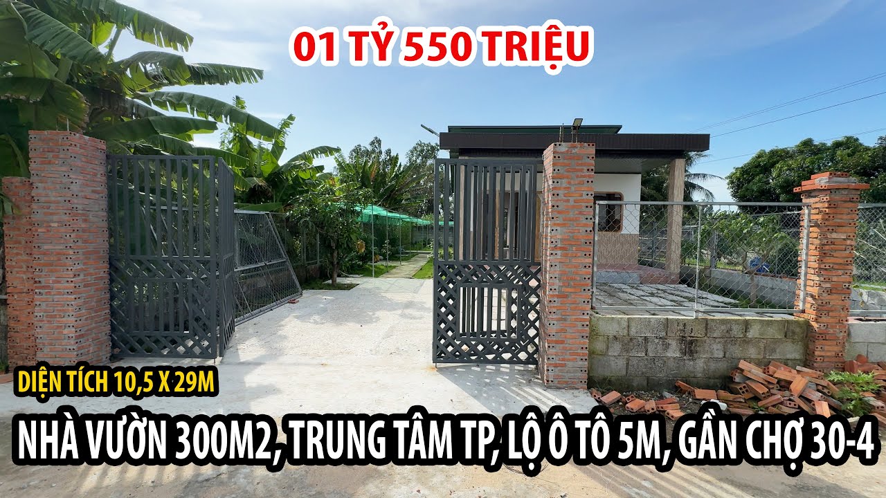 Nhà vườn hơn 300m2, lộ ô tô 5m, trung tâm TP Rạch Giá, gần chợ 30-4 | Giá 1 tỷ 550 triệu