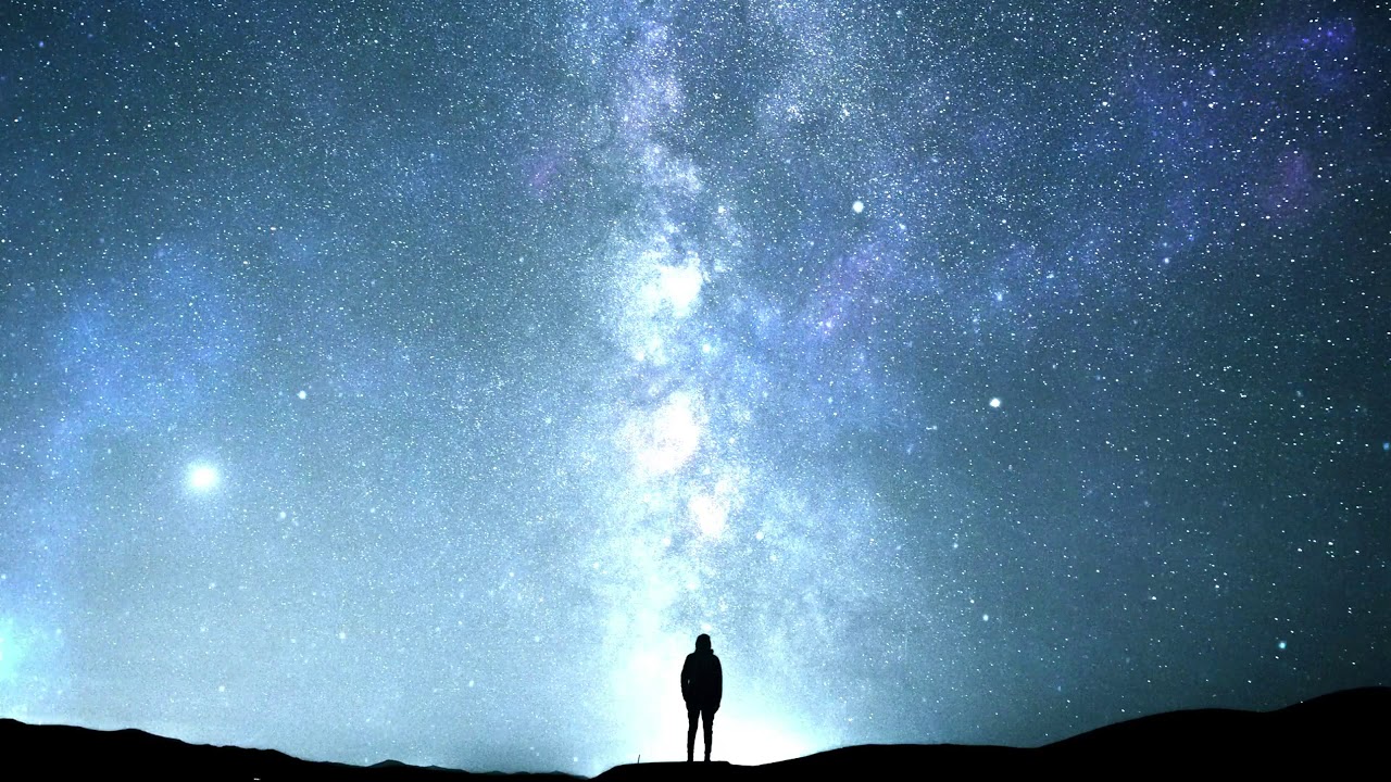 live wallpaper free , Man silhouette, stars, sky, milky way, alone ...