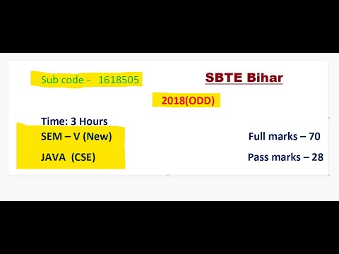 CSE 5th sem, 2018 java question paper diploma,polytechnic , sbte bihar board , java questionbank com