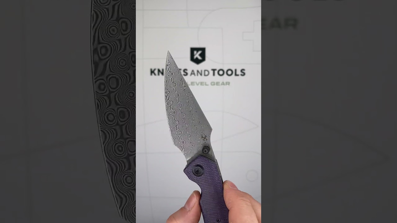Kansept Fenrir K1034Z2 Damascus, Blackwashed Titanium, Purple