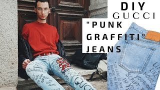 DIY Gucci Punk Graffiti Patchwork Jeans $28  @teovongru A$AP Rocky Inspired