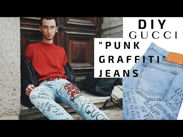 DIY Gucci Punk Graffiti Patchwork Jeans $28 @teovongru A$AP Rocky