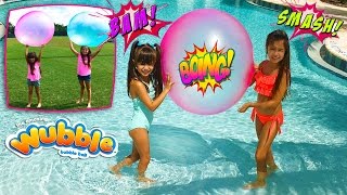 GIANT WUBBLE BUBBLE BALL in the Pool and at the Park - Family Fun Playtime with Giant Balloons