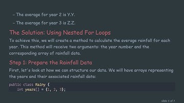 How to Calculate Average Rainfall Per Year Using Nested Loops in Java