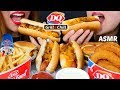 Asmr dairy queen feast chili cheese dogs burgers onion rings blizzards    kimliz asmr