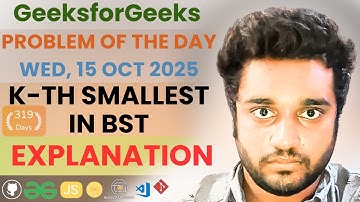 k-th Smallest in BST solved in JS | Explanation | GfG | POTD | Streak 319 | Wed, 15 Oct 2025