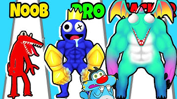 NOOB vs PRO vs HACKER In Merge Rainbow  3D Run Game | Oggy And Jack | Oggy Game
