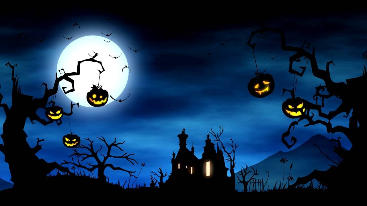 4K Cartoon Video Background Halloween Yard Background Animation