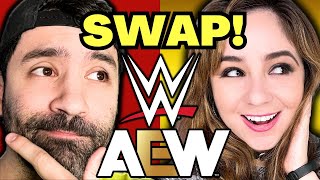 WWE vs AEW: WRESTLER SWAP PICKS! | SANTI ZAP & DENISE SALCEDO