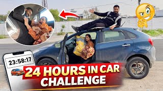 Living 24 hours in car challenge 🚘 || Unexpected ending 😂|| jeet thakur pranks #couplevlogs 