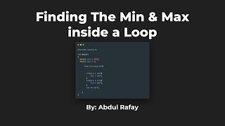 Finding Minimum and Maximum Marks Or Value Using A Loop