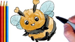 (fast-version) How to Draw Cute Bumble Bee | Step by Step Tutorial For Kids