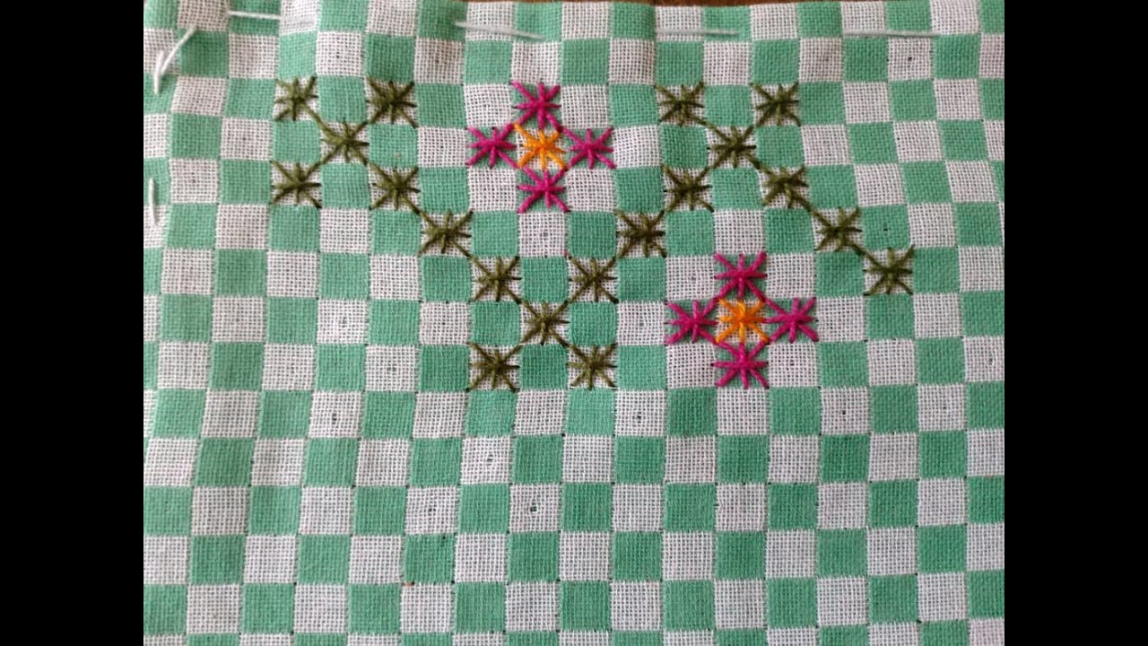 Aprendendo com mamãe: Centro de mesa bordado em tecido xadrez