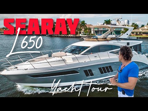 Charter Tour of the 2017 SEARAY L650 flybridge // $2,000,000 Sea Ray L650  Yacht tour 