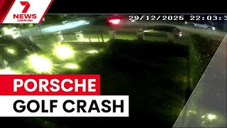 Teen arrested after Porsche chase ends at golf course | 7NEWS