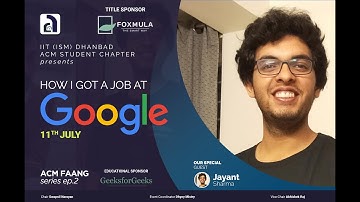 🔴 Introduction to Speaker | Jayant Sharma | SWE at Google | LIVE QnA Session | ACM IIT(ISM) Dhanbad