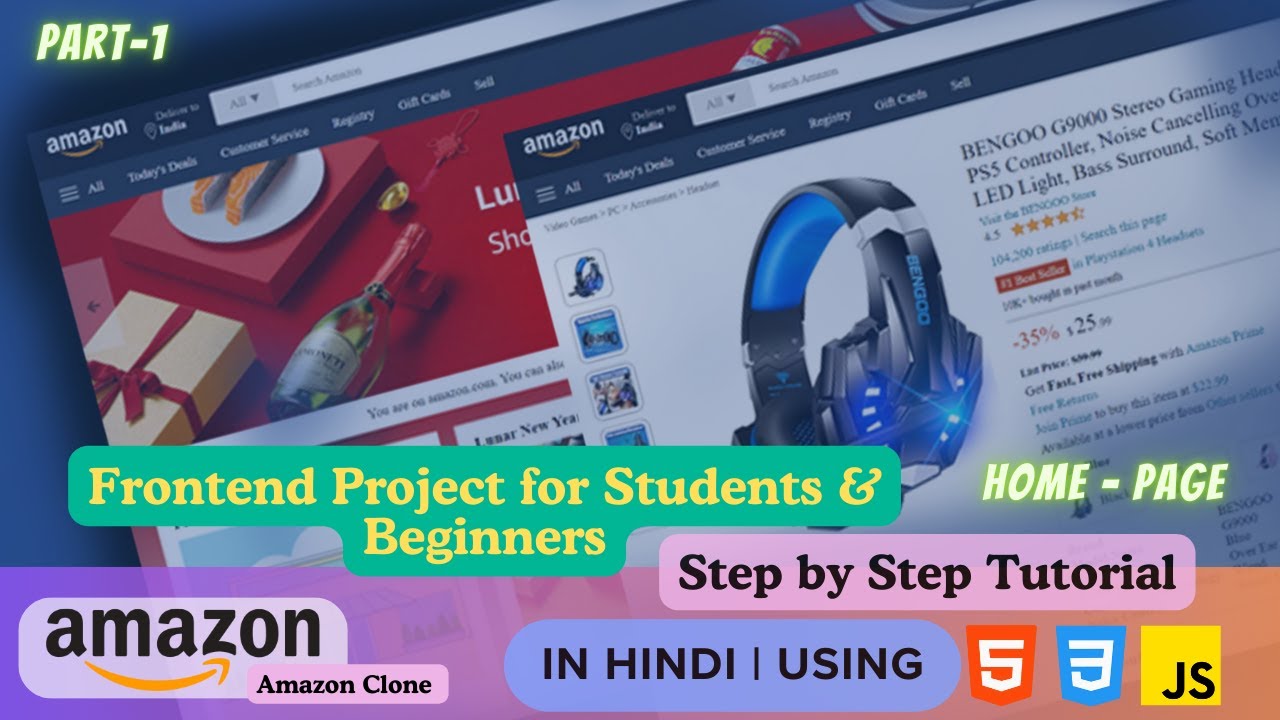 How to make Amazon Clone Website Using HTML, CSS and JavaScript | Step by Step Tutorial in Hindi.