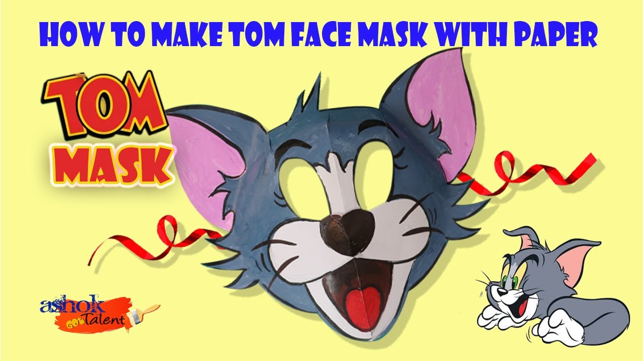 How to make TOM face mask with Paper mask\ cartoon mask for Paper YouTube