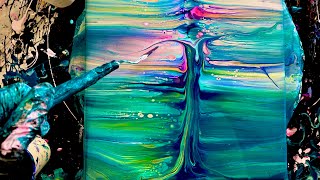 Blue + Green + Pink | Tree Swipe FANTASY Fluid Art Painting | Step-by-Step