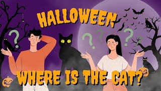 Halloween Prepositions ! ESL English practice. Where is the cat?