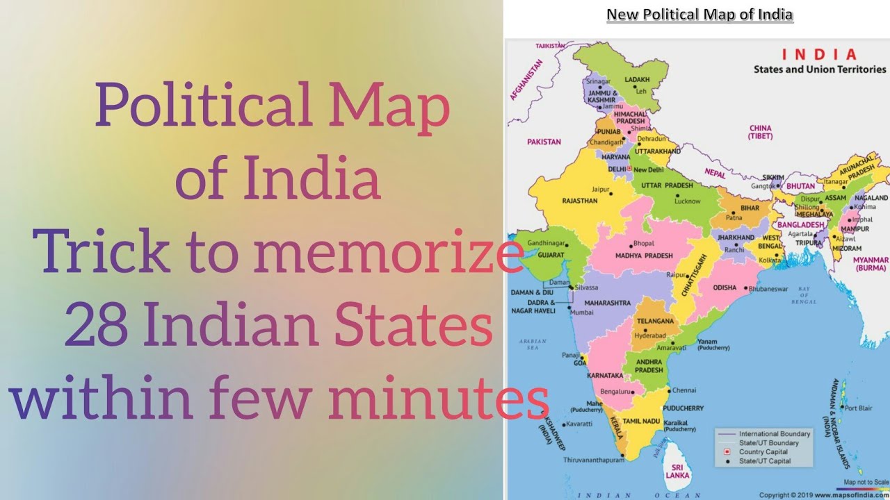 Political Map of India| Shortcut trick to memorize 28 Indian States# ...