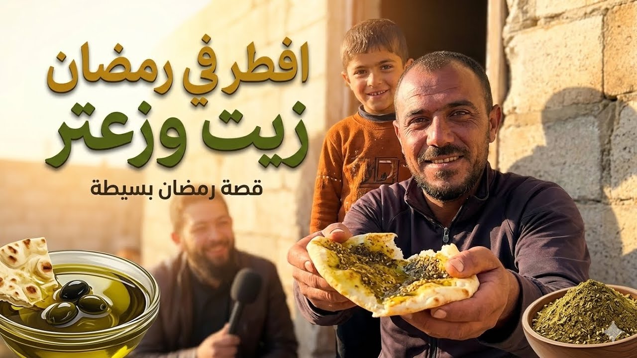افطرنا زيت وزعتر وزيتون برمضان 