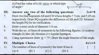 fa4 6th class exam question paper maths 2023 #class 6 #fa4 maths model test paper | formative 4