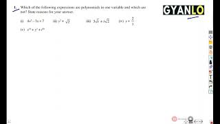 Exercise:2.1 - Polynomials | Question : 1 | NCERT Class 9 Mathematics