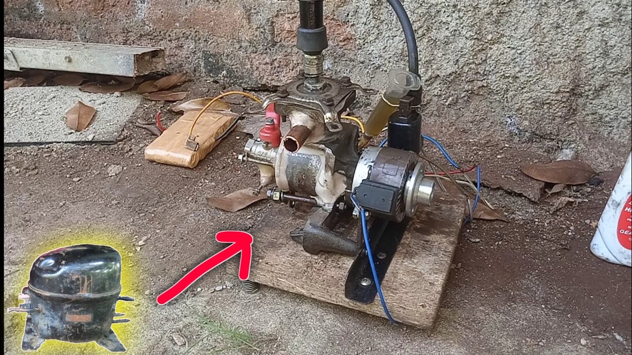❗cara membuat mesin mini 2 tak dari kompresor kulkas full proses 🎦