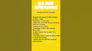 QA JOB OPENING FOR MANUAL TESTING  #automation #education #automationtesting #selenium #manualtester