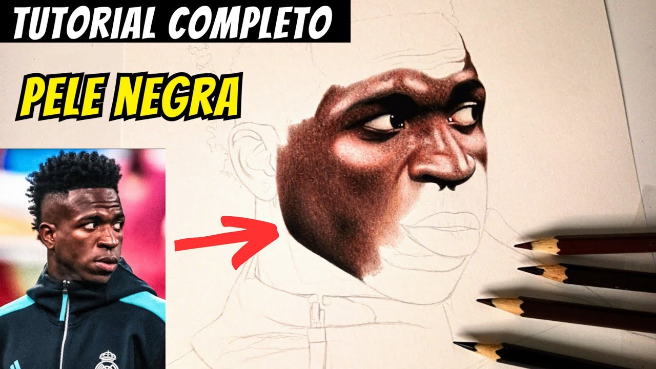 (PASSO A PASSO) COMO DESENHAR PELE REALISTA NEGRA COM LÁPIS ESCOLAR