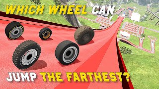 Which Car Wheel Can Jump The Farthest? #3 - BeamNG Drive