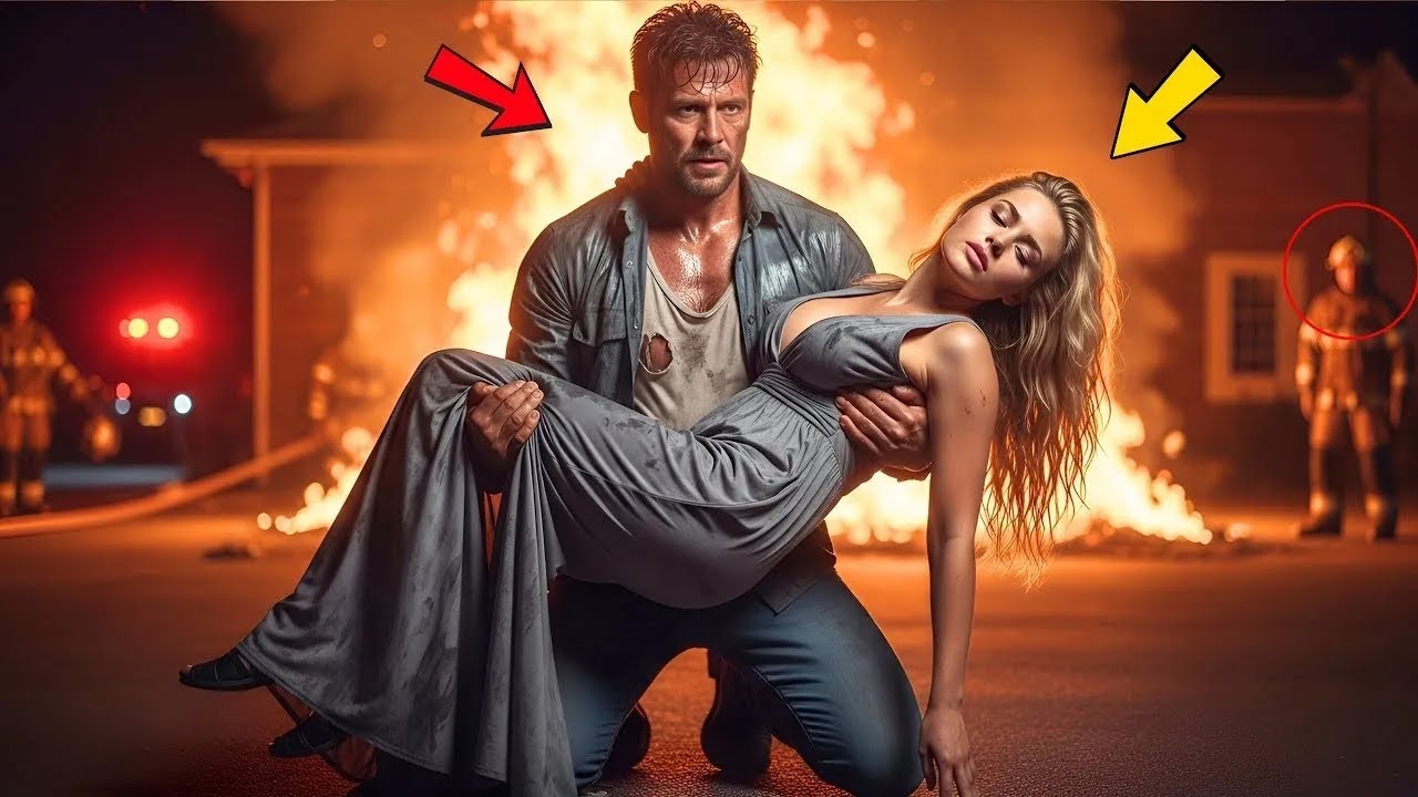 Alleinerziehender Vater rettet Frau aus Flammen–er erstarrt, als sie mit Sicherheitsteam zurückkehrt