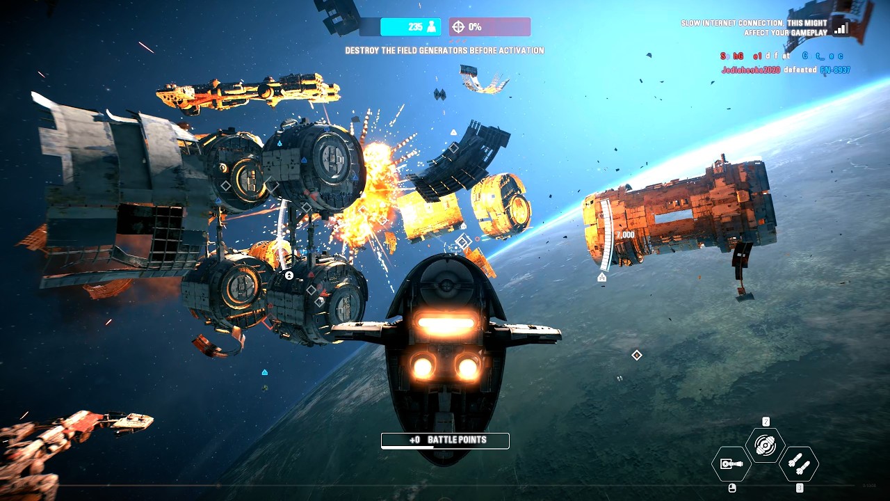 Starfighter Assault Gameplay - D'Qar (First Order) Star Wars Battlefront II
