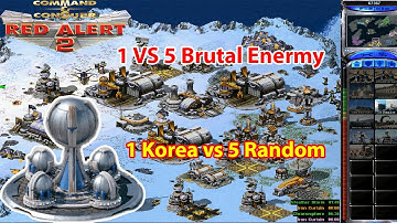 Red Alert 2 Battlezone | Bering Strait Map | 1 vs 5 Brutal Enermy Korea vs Random + Superweapon