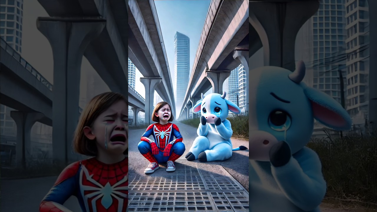 ❤️ Evolution of Cow: Spider girl and blue cow sitting in road 🥰 
