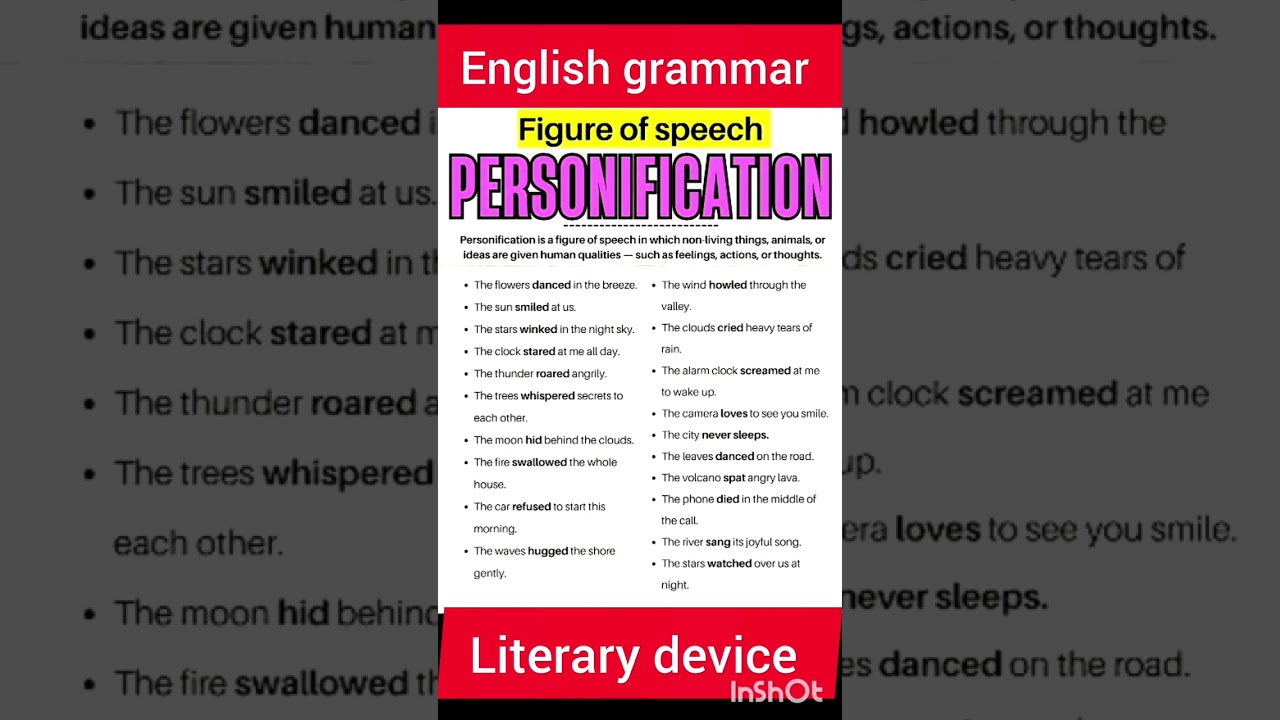 PERSONIFICATION - FIGURE OFSPEECH ||  ENGLISH GRAMMAR || 